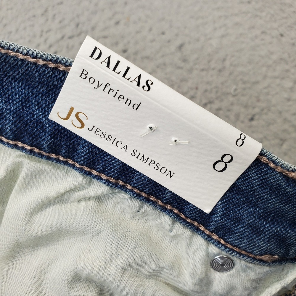 Jessica Simpson Dallas Boyfriend Jeans Womens 8 Blue Denim Stretch Distressed - Picture 8 of 11